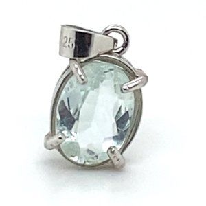 Aquamarine 1.20ct White Gold Finish Solid 925 Sterling Silver Pendant